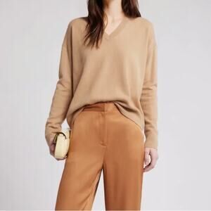 Nordstrom 100% Cashmere Sweater Long Sleeve V Neck Brown Size XL